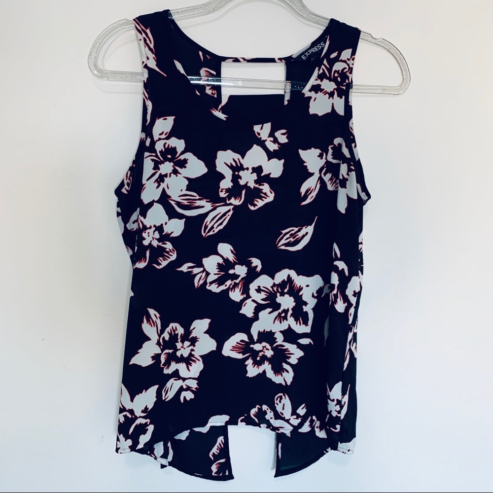 Express Sleeveless Black Floral Top